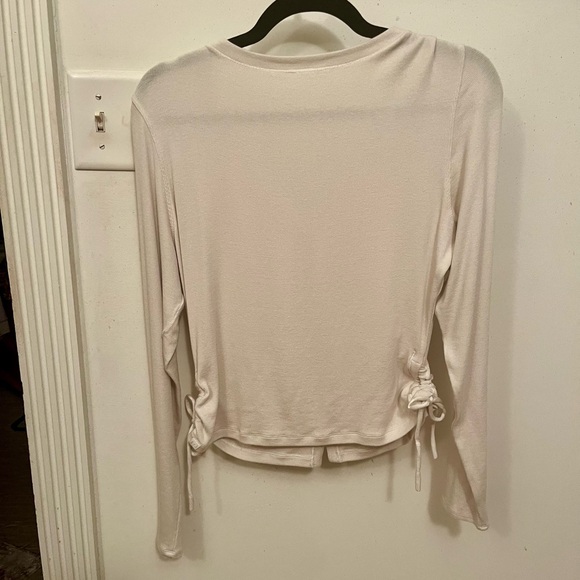 LULULEMON Side Tie Cinch Ribbed Cardigan Ivory Bone White size 8 - Picture 2 of 3